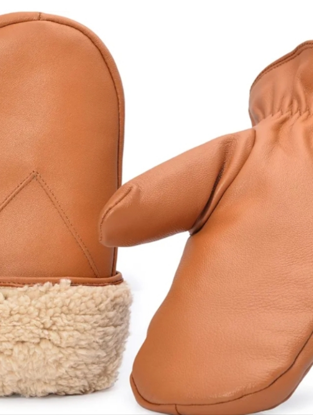Size XL Tan Soft Leather Mittens Mens Breathable Gloves Mitts Hand Warmer - Picture 4 of 6